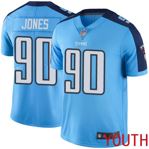 Tennessee Titans Limited Light Blue Youth DaQuan Jones Jersey NFL Football 90 Rush Vapor Untouchable
